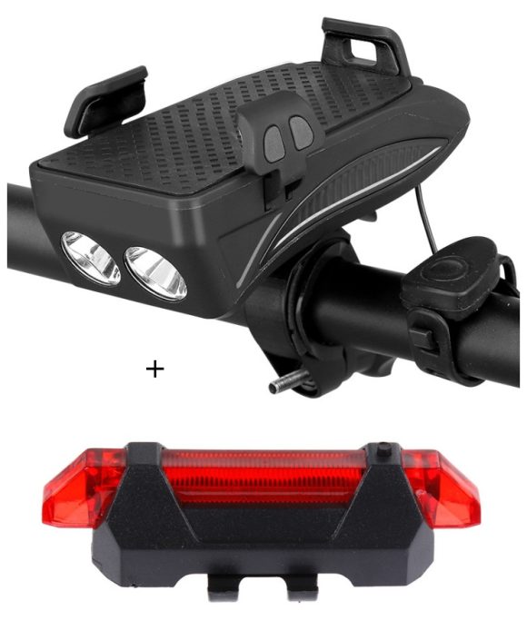 Motorcycle Bicycle Phone Holder Support Charging For Cell Phone With Bike Bell Power Bank Bicycle Front Lamp Flashlight - Image 5