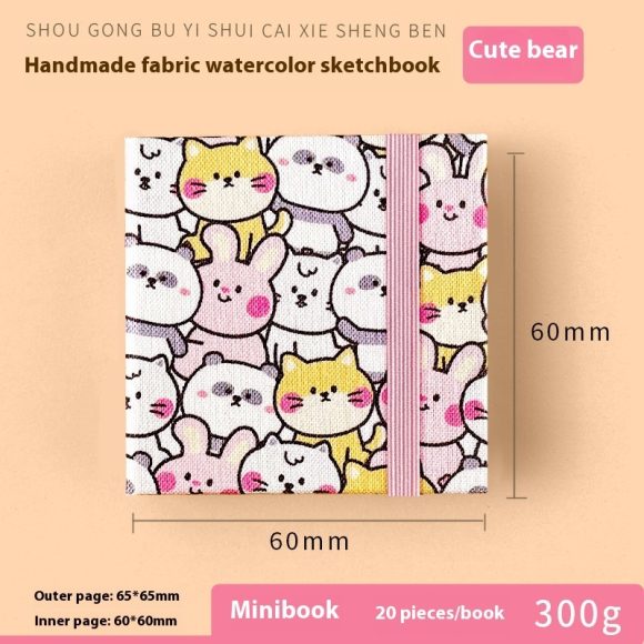 Fabric Watercolor Notebook Art Student Painting Square Portable - Image 10