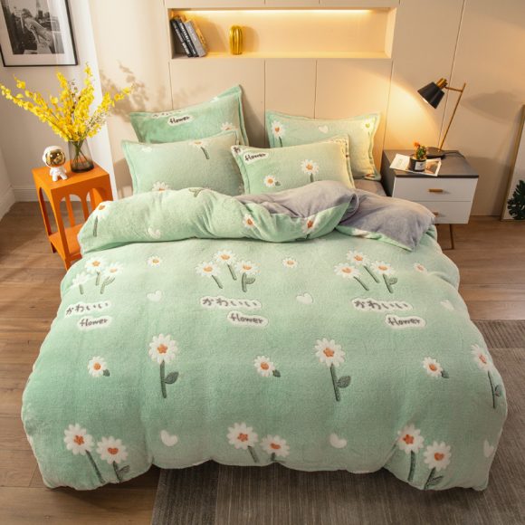 Four-piece Bedding With Velvet Sheets To Keep Warm Milk Velvet - Image 5