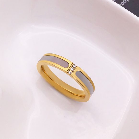 Fashion three diamond inlaid shell ring - Image 4