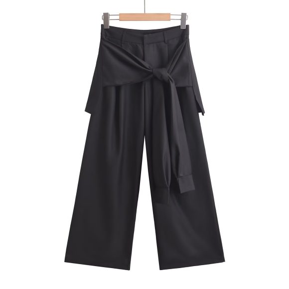 Women's Design Fake Two-piece Lace-up Wide-leg Pants - Image 3