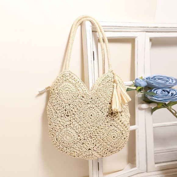 Hollow Tassel Straw Bag Large Capacity Shoulder Woven Bag - Image 2