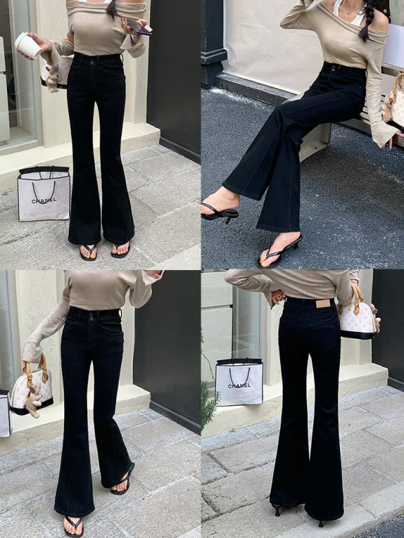 Women's High Waist Stretch Slim Bell-bottom Pants - Image 5
