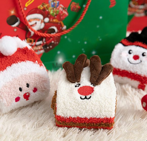 Child Christmas Socks Winter No-shedding Cute Elk Elk Santa Claus Snowman Sleeping Floor Coral Fleece Socks - Image 2