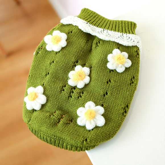 Bowknot Dog Clothes Cat Costume Hollow Knit Dog Sweater - Image 3