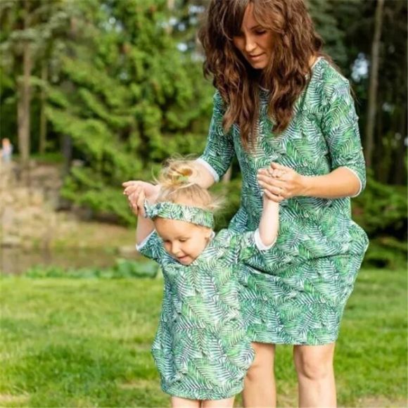 Parent-child skirt printed parent-child knee-length skirt - Image 2