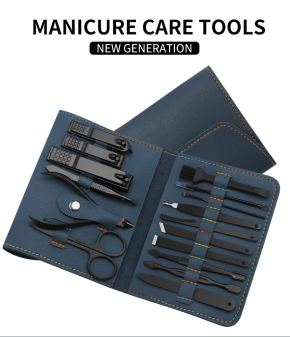 16pcs set Nail Clipper Cutter Trimmer Ear Pick Grooming Kit Manicure Set Pedicure Toe Nail Art Tools Set Kits with Bag - Image 2