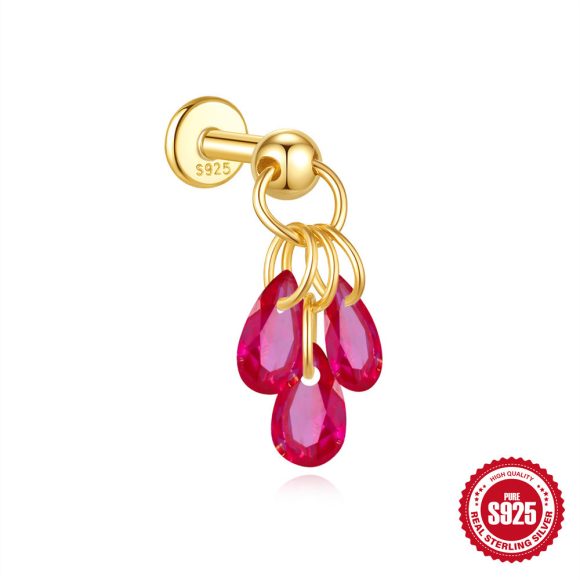 Sterling Silver Super Flash Water Drop Colorful Crystals Cartilage - Image 7