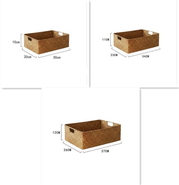 Straw Woven Rectangular Storage Baskets, Finishing Baskets, Woven Bamboo Baskets, Storage Baskets - Image 7