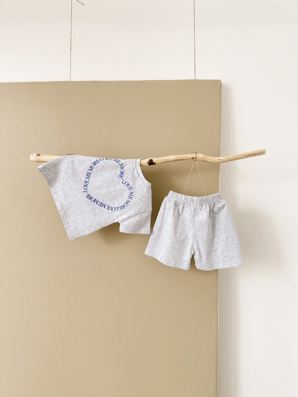 Heart Printing Short Sleeve Suit Korean Style Baby Boys' And Girls' Clothing Two-piece Set - Image 10