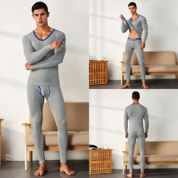 Men's Pure Cotton Thermal Underwear Suit Basic Long Johns - Image 2