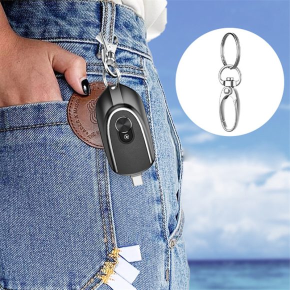 2 In 1 Mini Keychain Power Bank Keyring Hanging Buckle 2 Output Interfaces 5V 1200MAH Backup Power Bank Retractable Plug Waterproof Phone Charging Accessories - Image 7