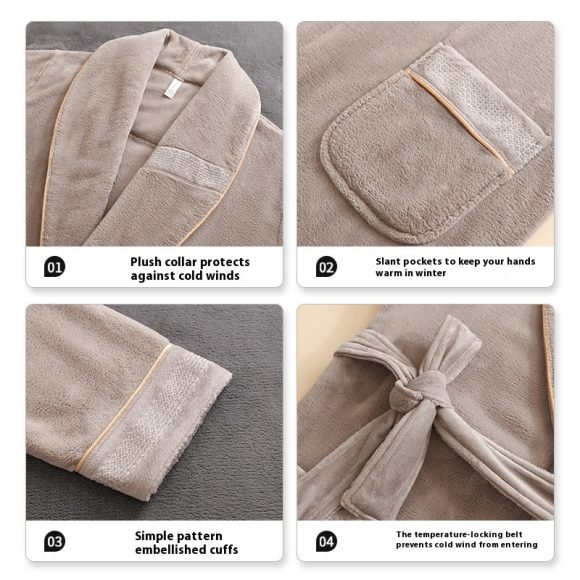 Winter Fleece Lining Plus Size Milk Fiber Homewear Mid-length Men's Pajamas - Image 8