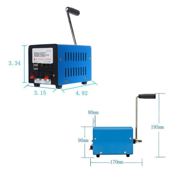 USB charging emergency rescue blue hand crank generator - Image 2