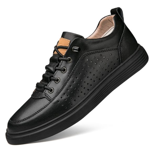 Men's Plus Size Leather Skateboard Shoes Retro Punching Soft Shoes - Image 3