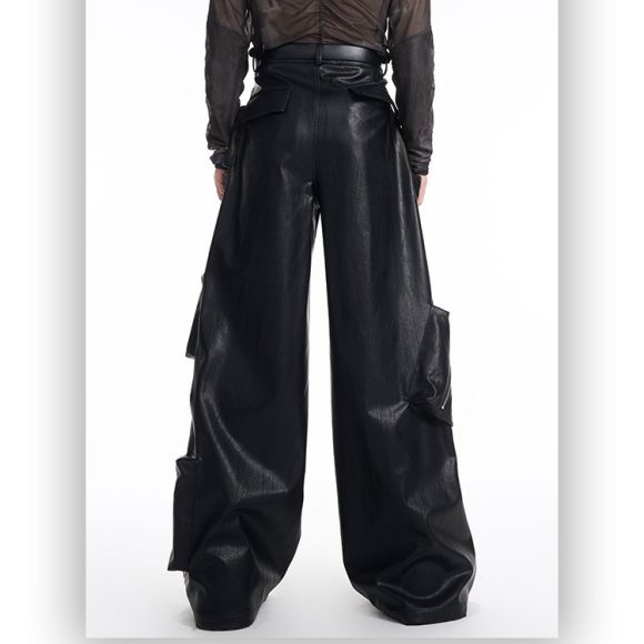 Heavy Black PU Leather Pants Men's Spring - Image 6