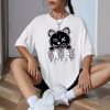 Summer Pattern Letter Print Short-sleeve T-shirt Top - Image 4