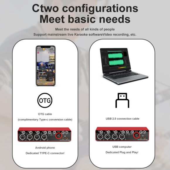 4-way Professional Computer Recording Sound Card Small External Driver-free Live Mixing Tuning Equipment MD44 - Image 2
