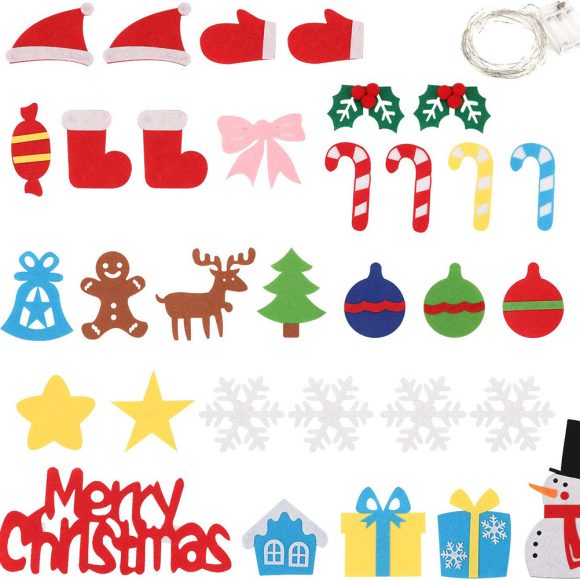 Children's DIY felt Christmas tree with lights - Image 6