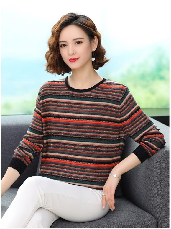 Striped Sweater Thin Bottoming Shirt - Image 2
