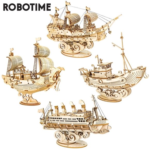Robotime Boat & Ship Model 3D Wooden Puzzle Games Toys Assembly Kit For Children Kids Girls Birthday Christmas Gift Dropshipping - Image 3