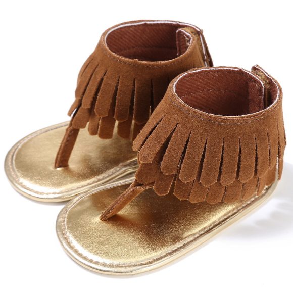 Children's sandals summer new girls sandals wholesale retro tassel flannel baby sandals - Image 5