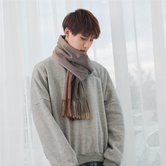 Warm Tassel Plaid Bristle Scarf - Image 5
