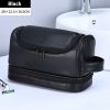 Leather Cosmetics Storage Bag Travel Toiletry Bag Portable Men's Business Simplicity Portable With Hook - Image 2