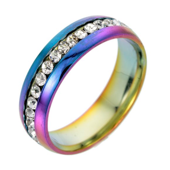 Personalized Fashion Single Row Diamond Ring Stainless Steel - Image 5