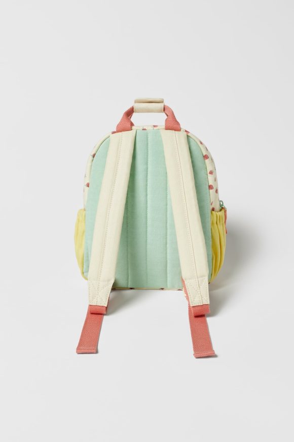 New Cotton Canvas Dopamine Strawberry Multicolor Printing Cute Children Backpack Schoolbag - Image 6