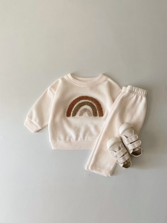 Spring And Autumn Newborn Alphabet Embroidery Baby Long Sleeve Two-piece Suit - Image 8