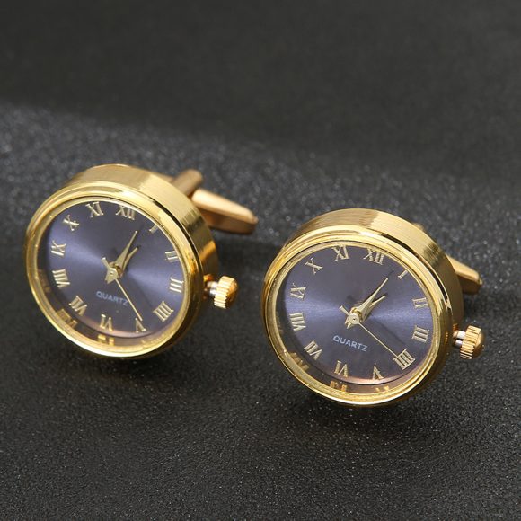 Men's Light Luxury Clock Cufflinks Fashion French Rotatable Golden Cuff - Image 7