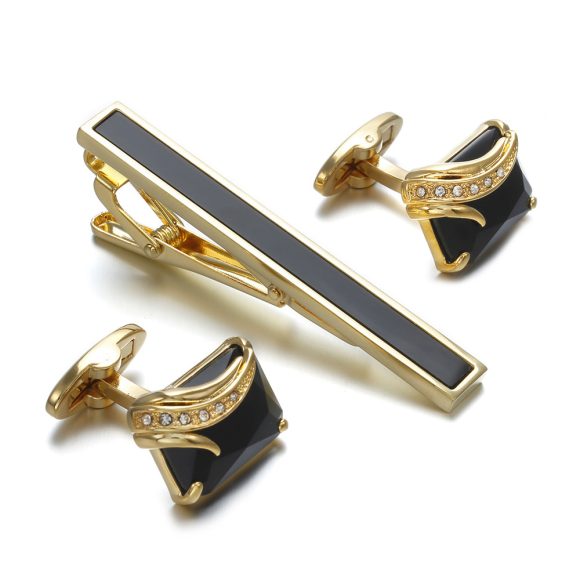 Fashion Gentleman Tie Clip High Quality Cufflinks Gold - Image 9