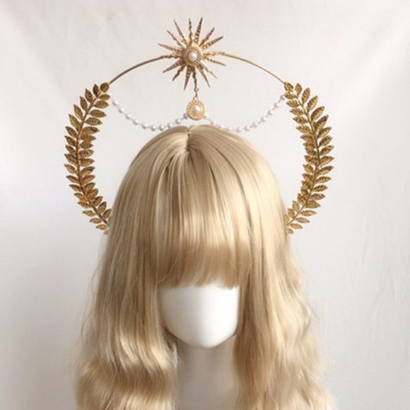 Wheat Ear Cross Feather Church Pope Golden Hair Ornament - Image 5
