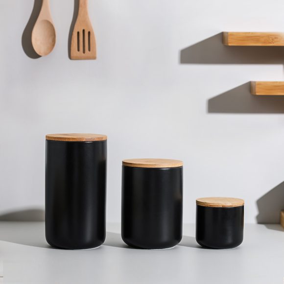 Kitchen ceramic wooden lid sealed storage jar - Image 10