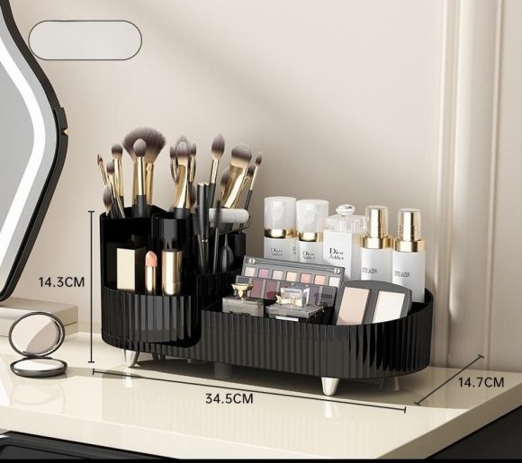 Cosmetics Storage Box Rotating Pen Holder Dresser Table Large Capacity Makeup Brush Lipstick Eye Shadow Puff Storage Rack - Image 10