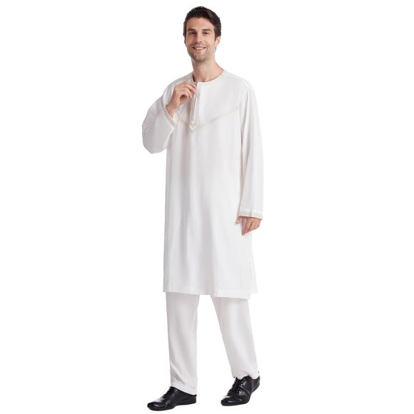 Men's Polyester Embroidered Robe Suit - Image 8