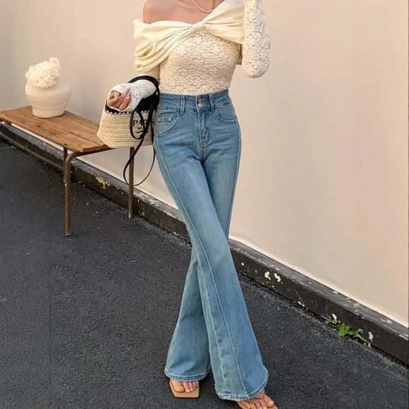Women's High Waist Stretch Slim Bell-bottom Pants - Image 2