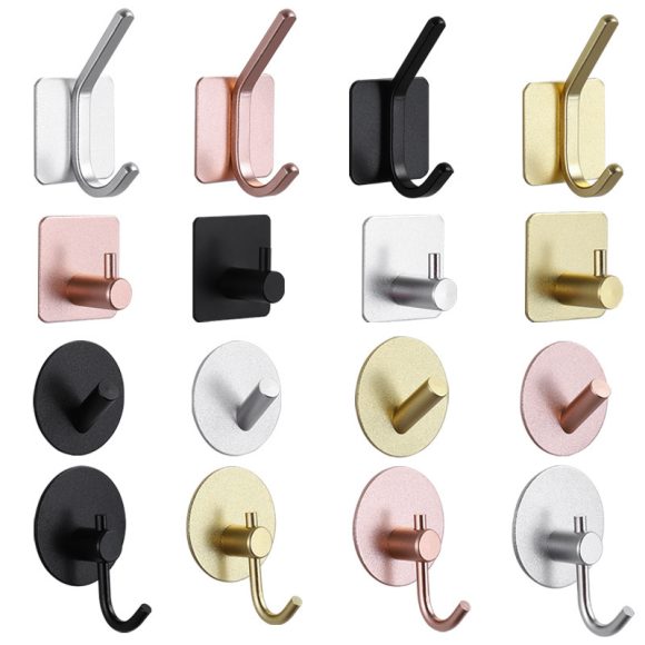 Nail-free Stainless Steel Single Hook Alumimum Hook Towel Self-adhesive Hook Single Hook - Image 9