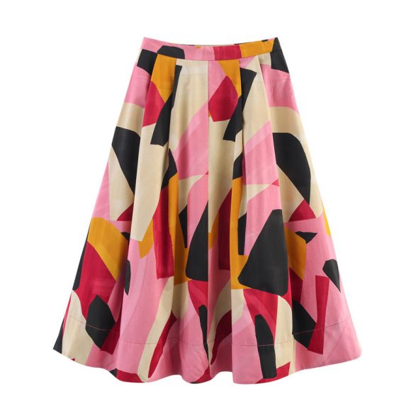 Spring And Summer Square Printing Midi Dress - Image 3