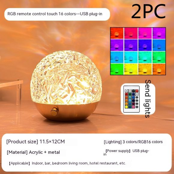 New Water Ripple Projector Night Light Crystal Mood Lamp Bedside Home Bedroom Decoration Aesthetic Christmas Gift Sunset Lights - Image 3