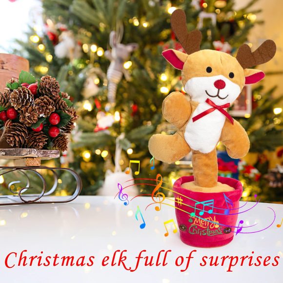 Dancing Christmas Toys Funny Tree Repeat Talking  Electronic Plush Toys Can Sing Record Lighten Early Education Funny Gift Christmas - Image 5
