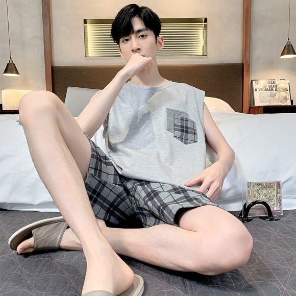 Men's Vest Sleeveless Pajamas Summer Pure Cotton - Image 10