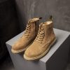 Hidden Heel Platform Retro Men's Leather Boots