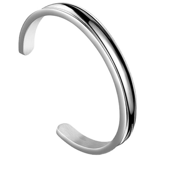 Stainless Steel C- Shaped Concave Open-ended Bracelet - Image 7