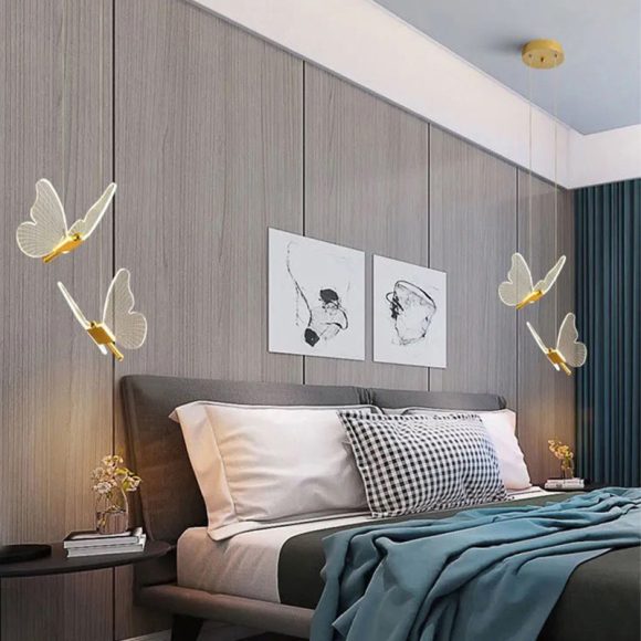 Long Line Modern Minimalist Bedroom Butterfly Bedside Chandelier Lamp - Image 5