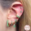 Sterling Silver Earrings Square Colorful Crystals - Image 7