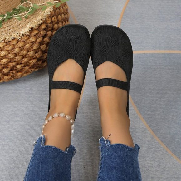 Doug Shoes Round Head Comfortable Flat Flying Woven Pumps - Image 2