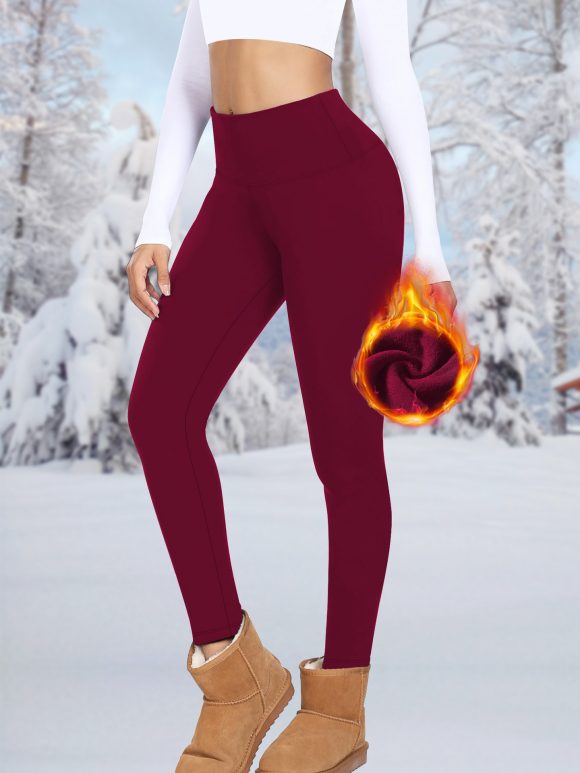 Women's High Waist Belly Contracting Warm Yoga Sports Leggings - Image 7