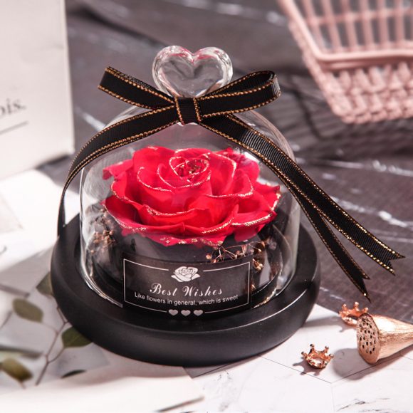 Valentine's Day Christmas Dried Flowers For Home Decor Wedding Gifts Dried Flowers Eternal Real Rose Home Decor With LED In Glass - Image 2